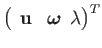 $\displaystyle \left(\begin{array}{cc}
\mathbf{u} & \boldsymbol{\omega}\end{array}\lambda\right)^{T}$