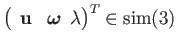 $ \left(\begin{array}{cc}
\mathbf{u} & \boldsymbol{\omega}\end{array}\lambda\right)^{T}\in\mathrm{sim}(3)$